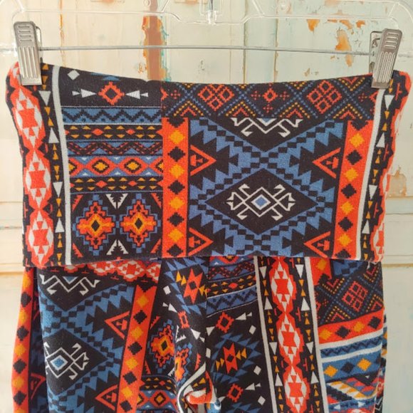 Eye Candy stretch fold over waist soft med weight flare leg pant/S/multi color - Picture 4 of 7